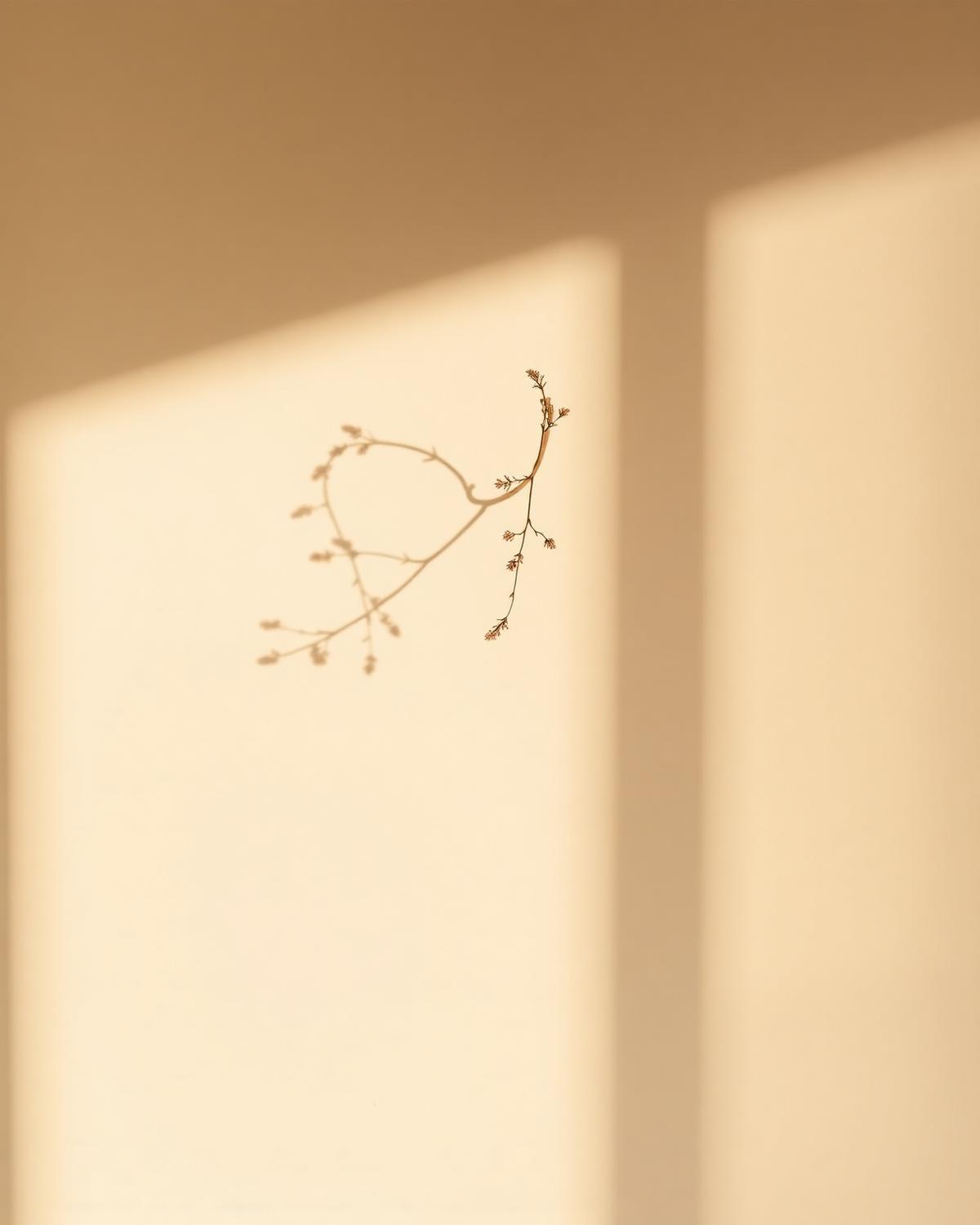 Zarter Zweigschatten auf warmer Wand