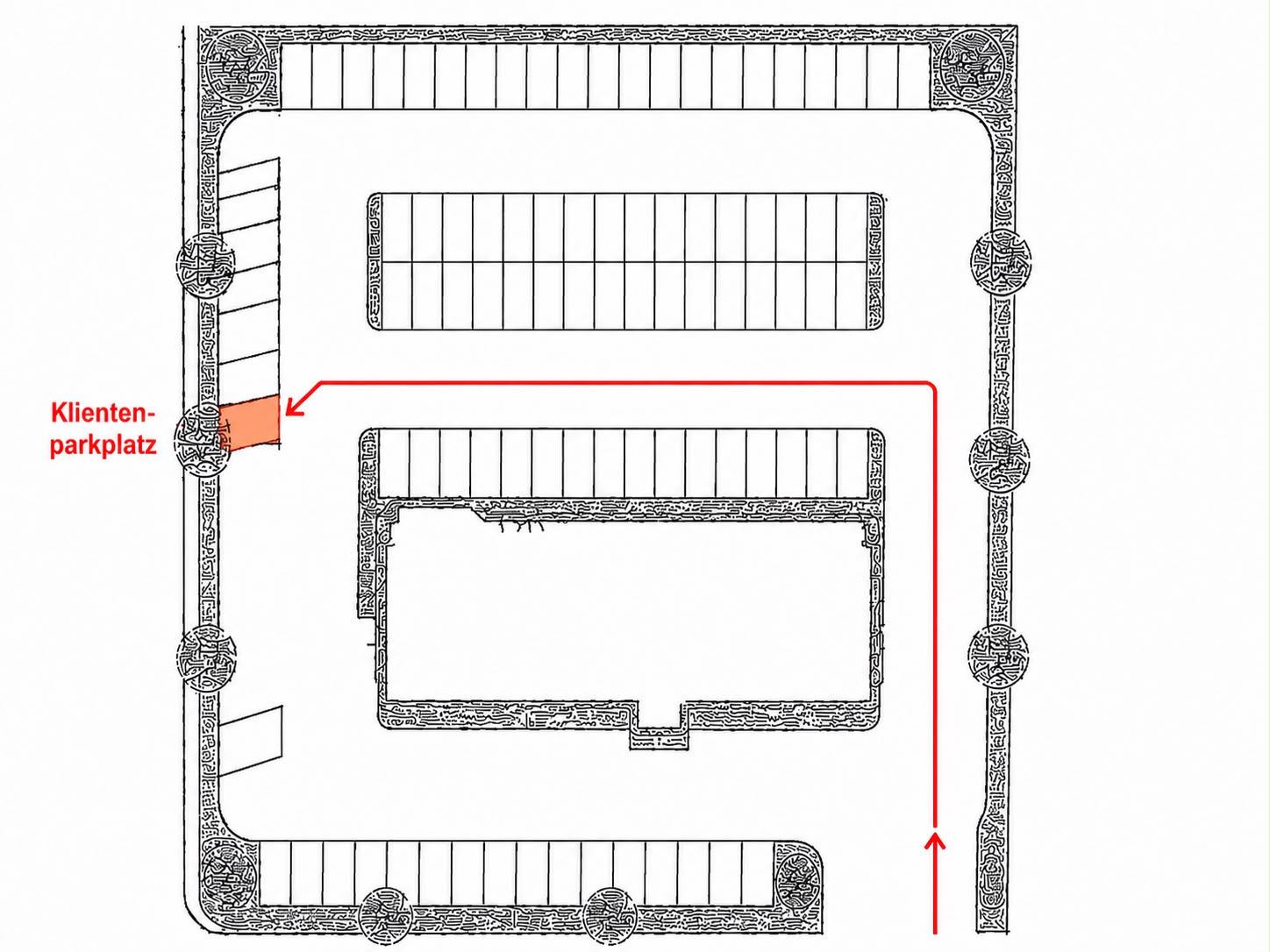 Lageplan mit markiertem Kundenparkplatz